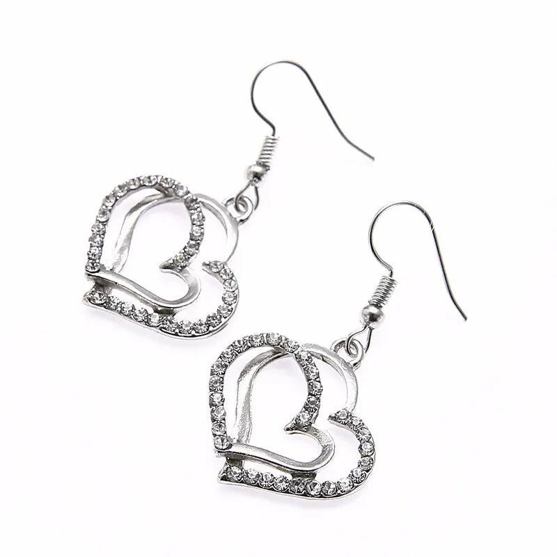 Doppelherz-Rhinestone-Schmuckset für Damen