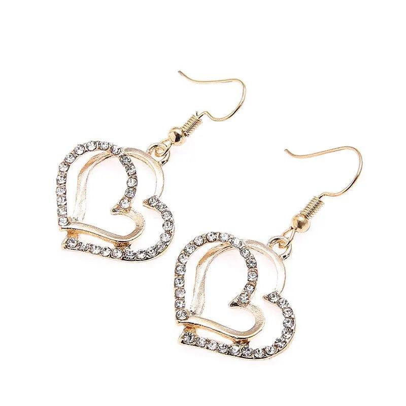 Doppelherz-Rhinestone-Schmuckset für Damen