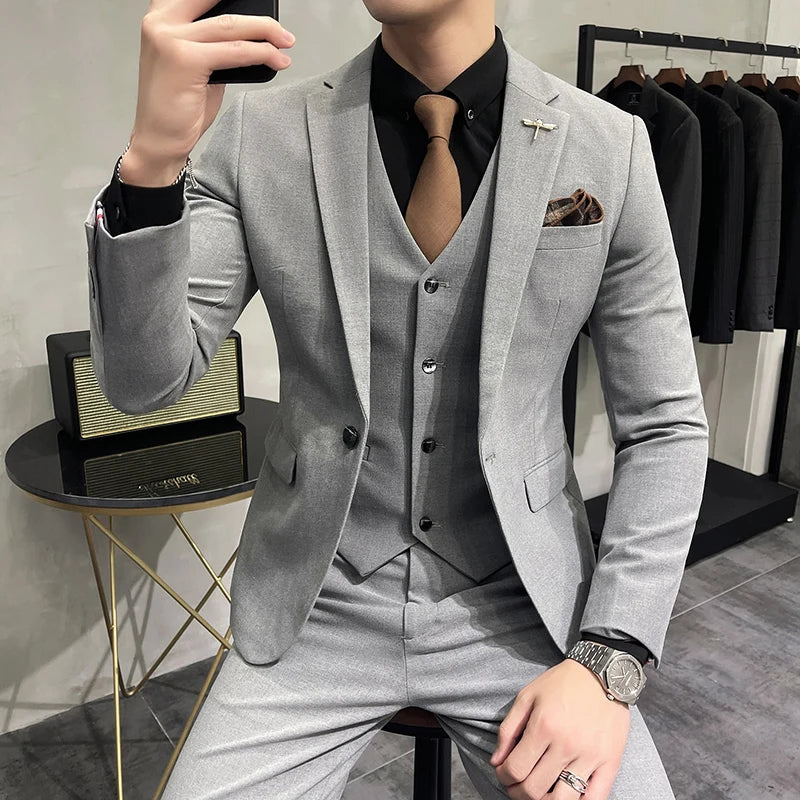3-teiliger Herrenanzug Polyester für Hochzeit und formelle Anlässe
