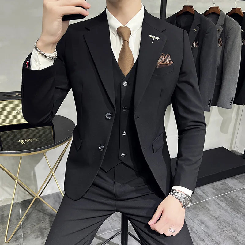 3-teiliger Herrenanzug Polyester für Hochzeit und formelle Anlässe
