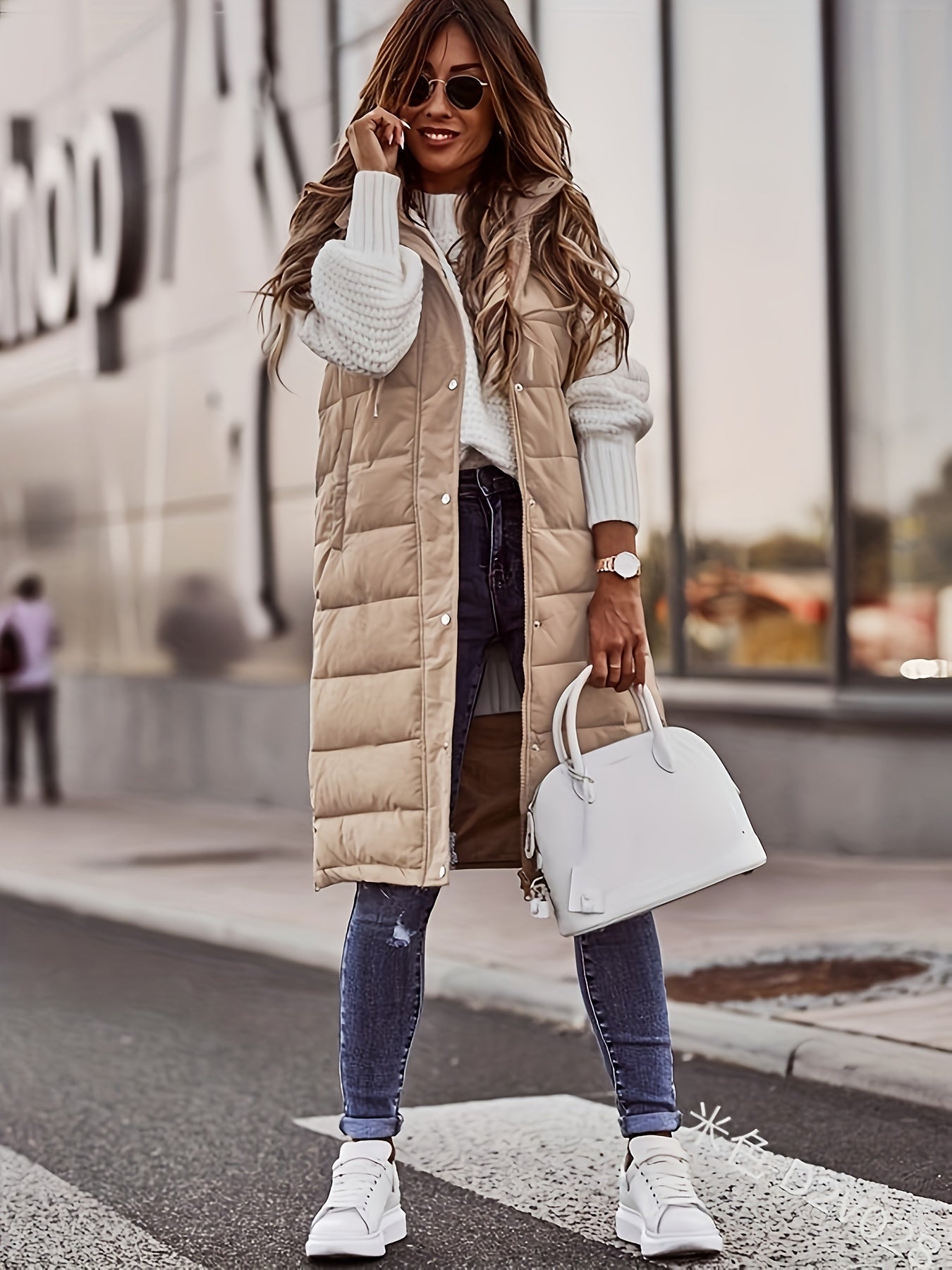 Elle - Stilvolle Casual Kapuzenjacke mit Knöpfen für den Herbst für Damen