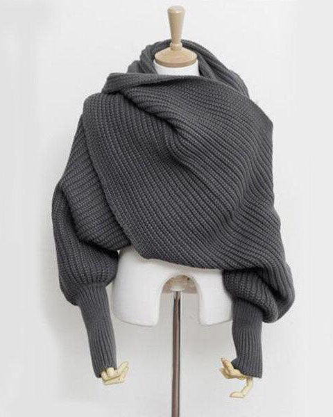 Wassti | Unisex Warmer Strickschal mit Ärmeln