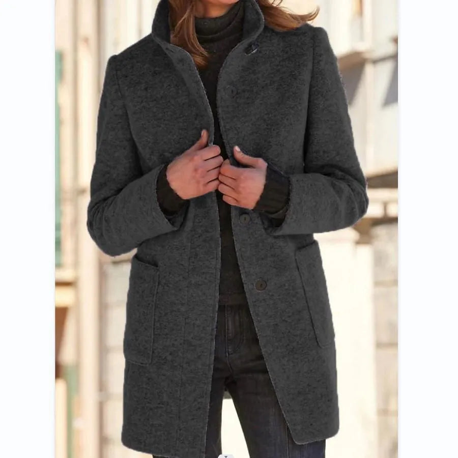Angeline™ Stilvoller Wollmantel mit Knöpfen