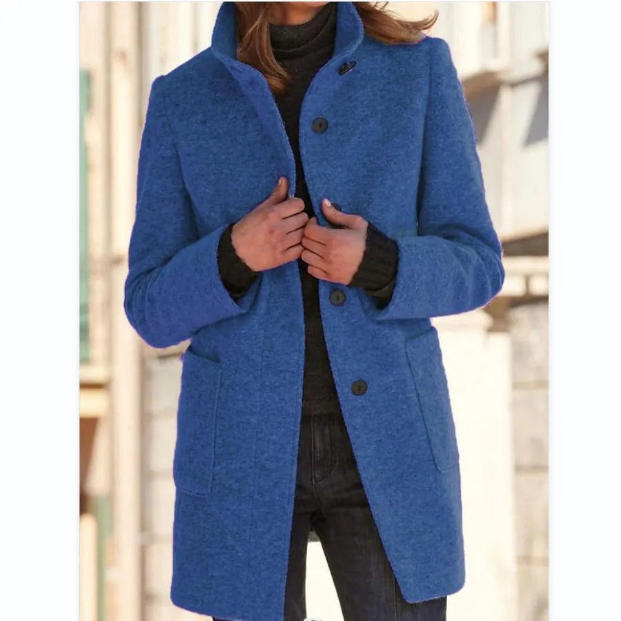 Angeline™ Stilvoller Wollmantel mit Knöpfen