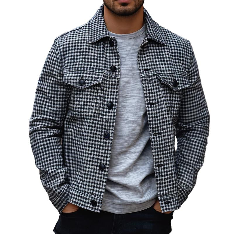 Klassisch karierte Knopfjacke für Herren