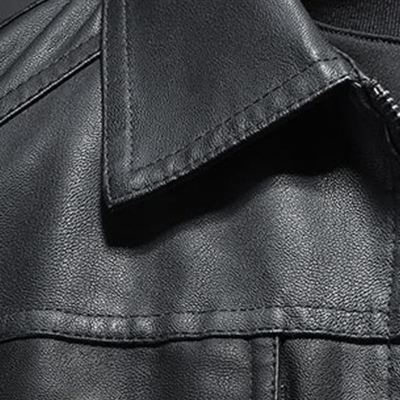 Francis - Klassische Winter Schwarze Lederjacke für Herren