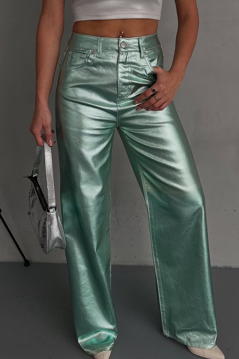 Weite Metallic-Hose | Glänzender Look | Modisches Statement