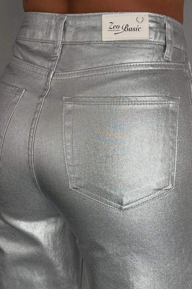 Weite Metallic-Hose | Glänzender Look | Modisches Statement