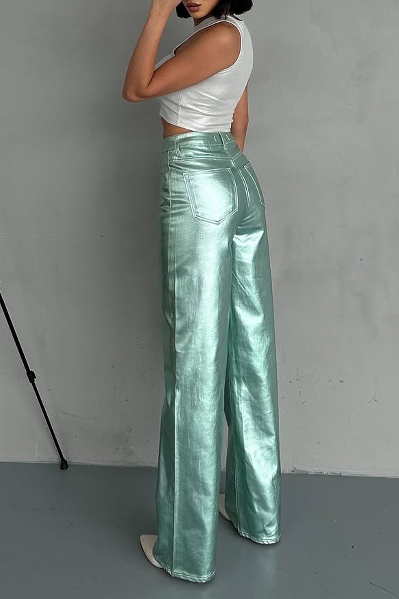 Weite Metallic-Hose | Glänzender Look | Modisches Statement