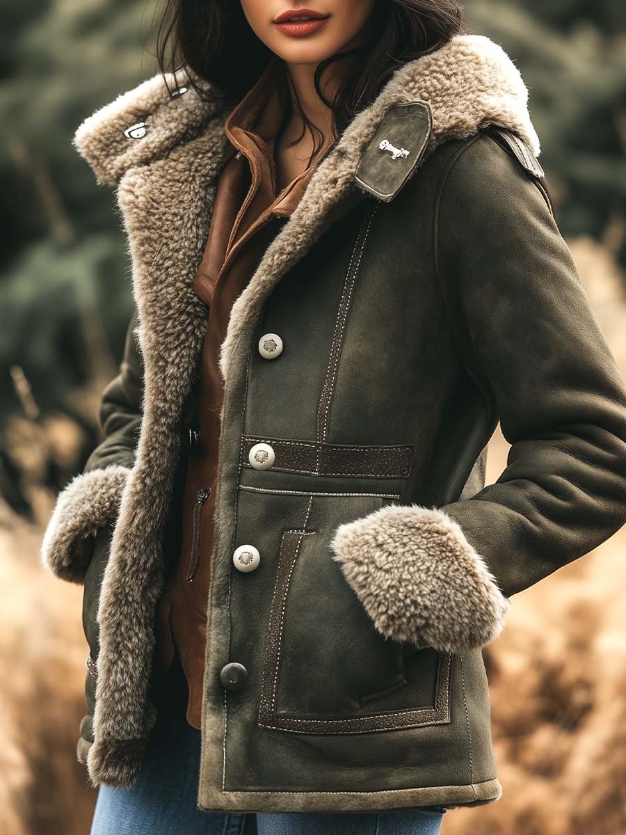 Retro Damen Wildlederjacke