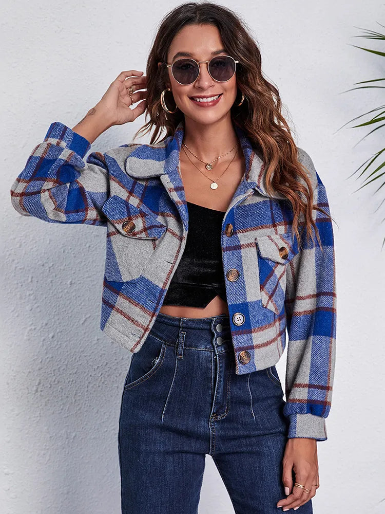 Lora - Schicker Herbst Stilvolle Kurze Kariert Jacke für Damen