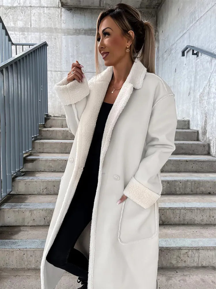 Christy - Schicker Langer Leder-Wintermantel mit Fell für Damen