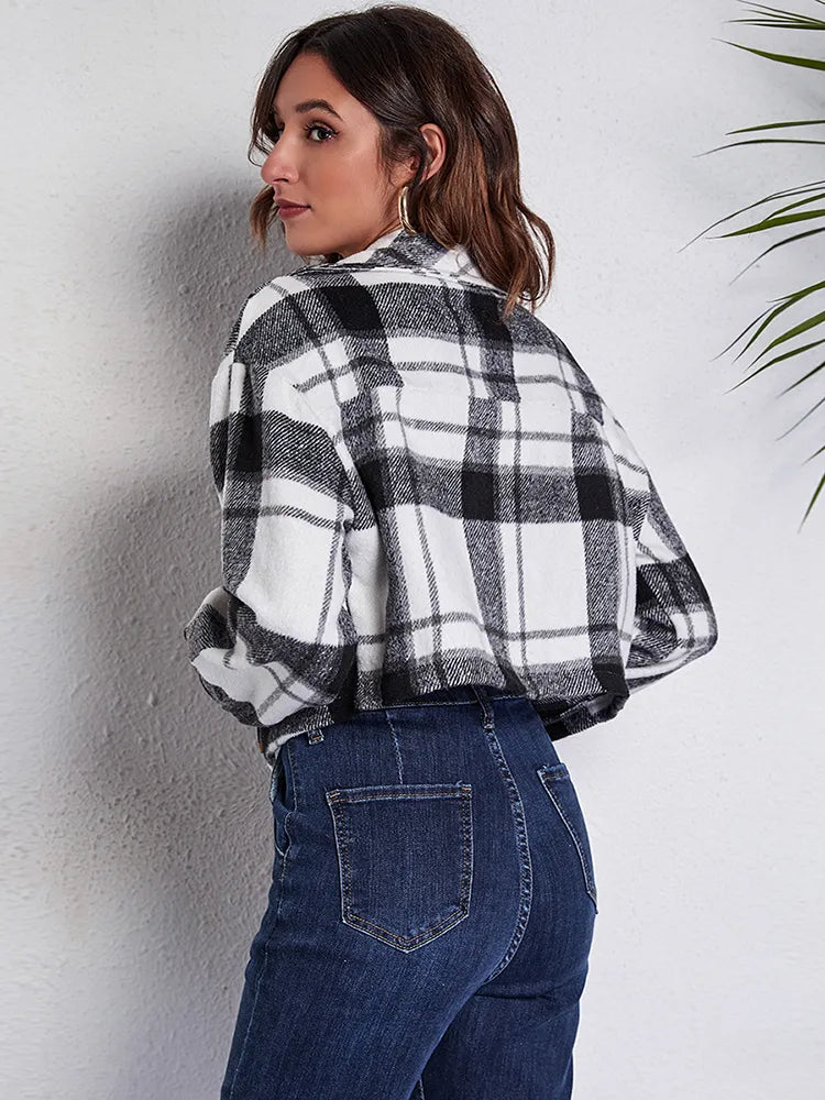 Lora - Schicker Herbst Stilvolle Kurze Kariert Jacke für Damen