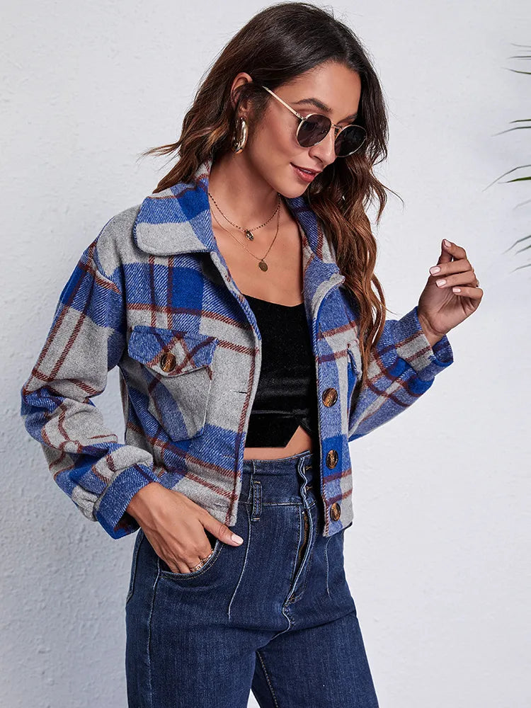 Lora - Schicker Herbst Stilvolle Kurze Kariert Jacke für Damen