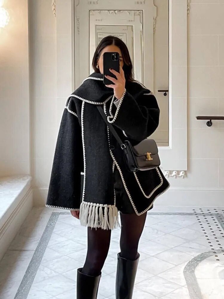 Adele Mantel mit Schal für Damen