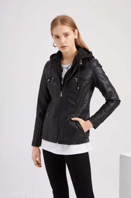 Cleo Hooded Biker Jacket