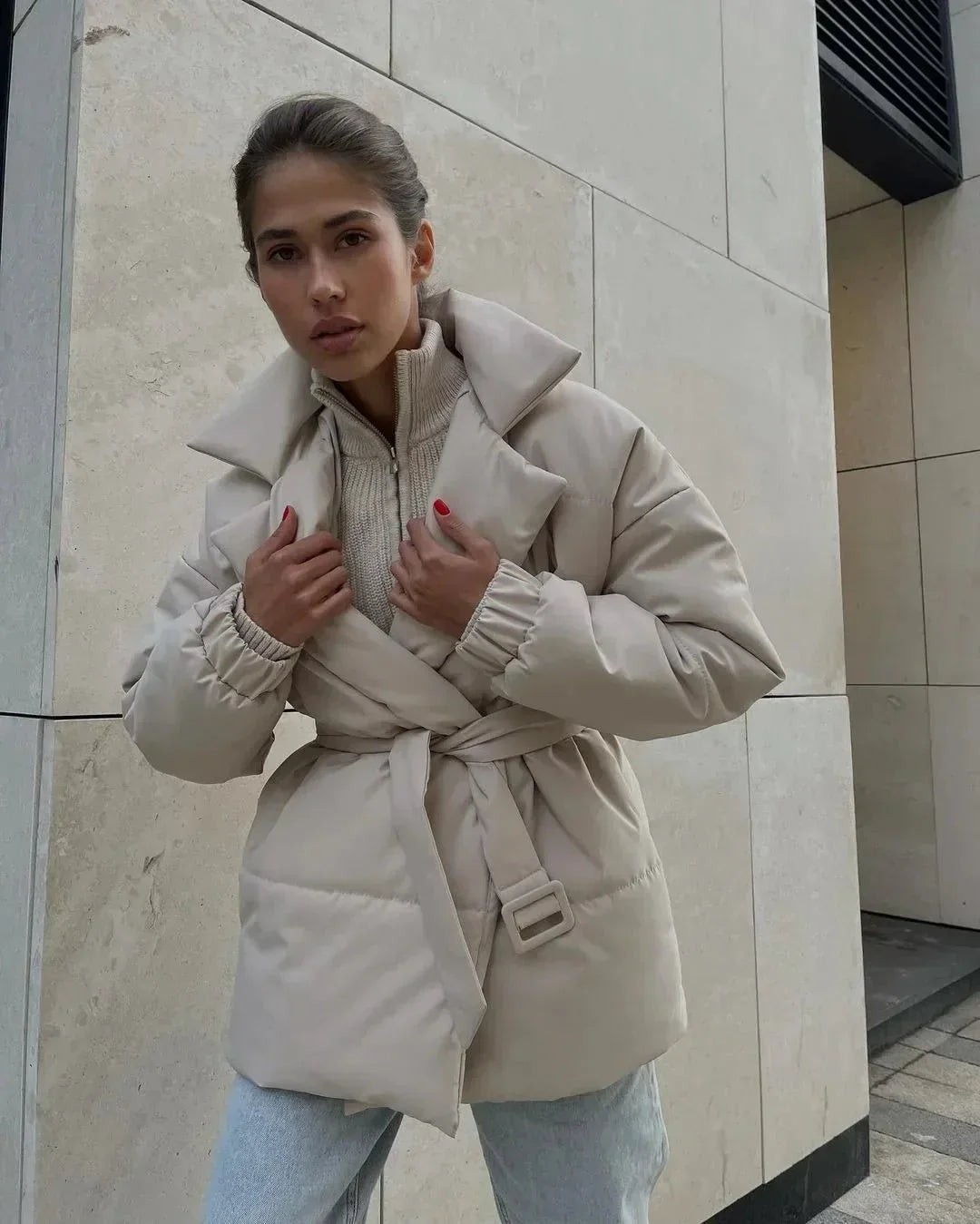 Dulcian Gürtel Pufferjacke für Damen