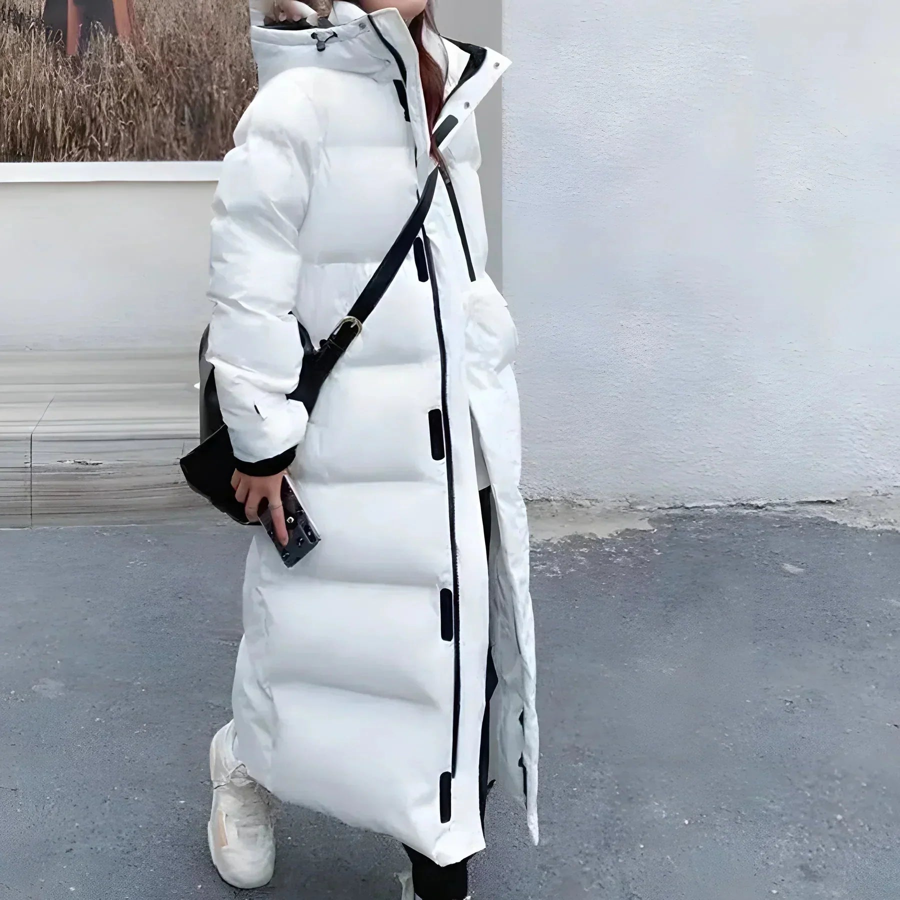 Wattierter Wintermantel mit Kapuze für Damen