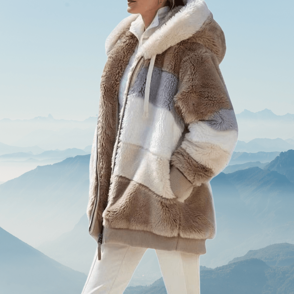 Kapuzensweatjacke aus Plüsch für Damen