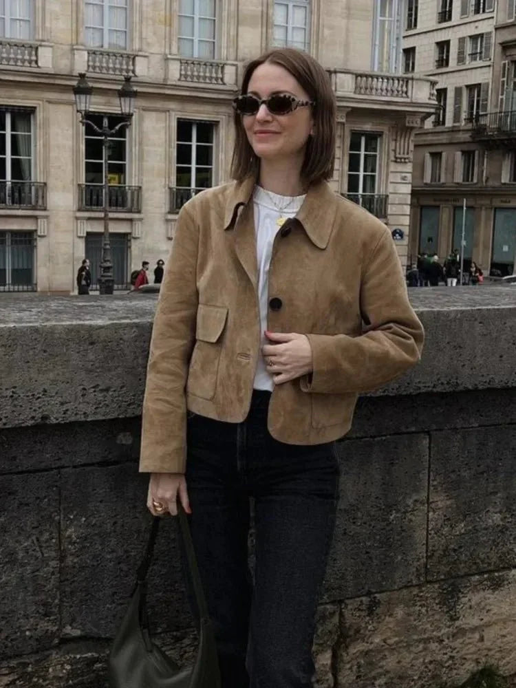 Damenjacke Vintage Baumwolle - Strukturierter Schnitt für Elegante Looks
