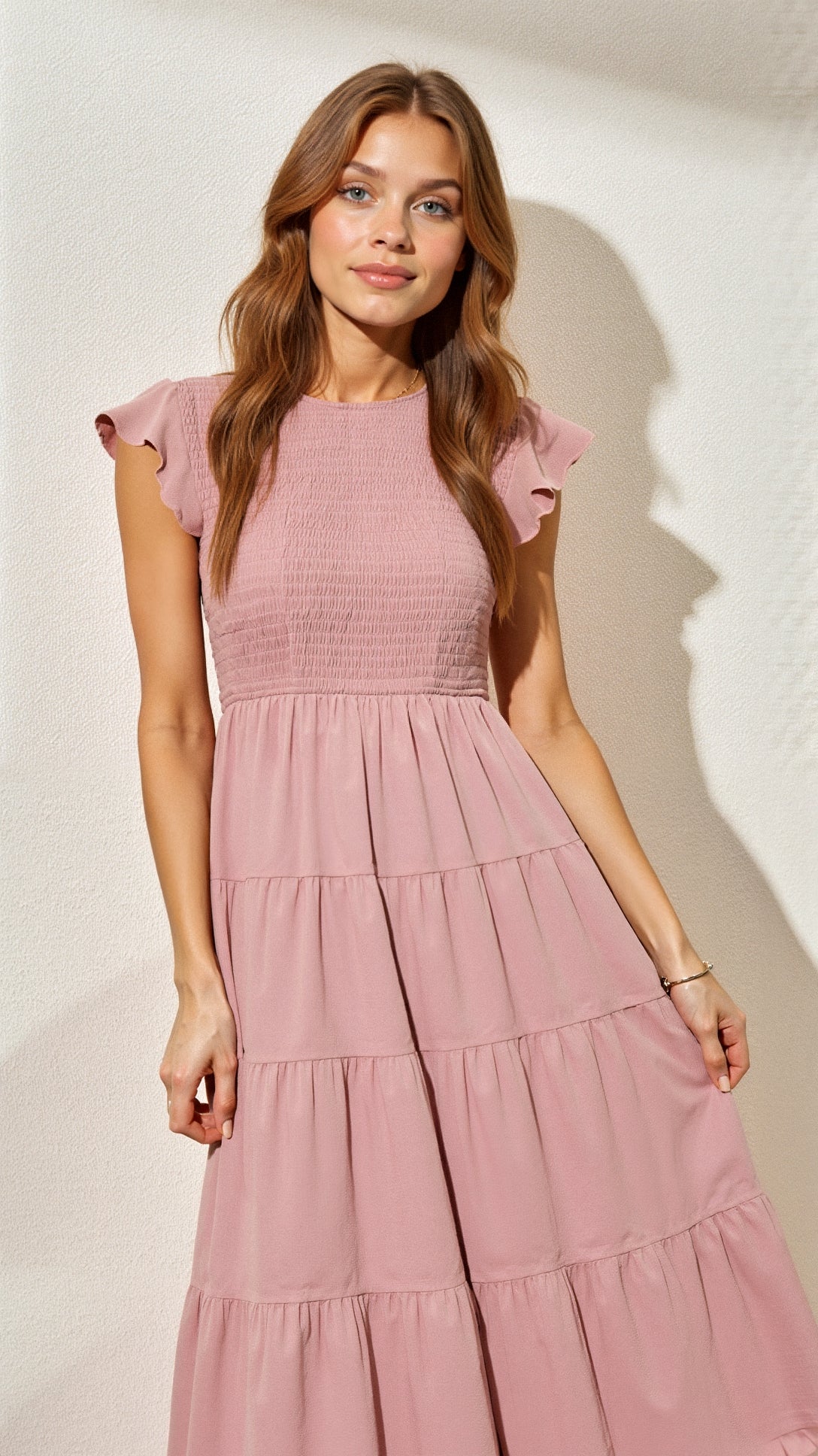 Midikleid mit Gesmoktem Design von Leni