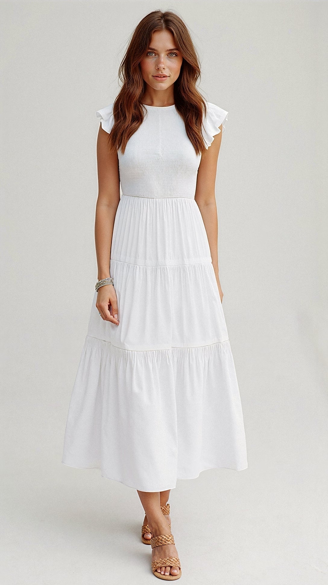 Midikleid mit Gesmoktem Design von Leni