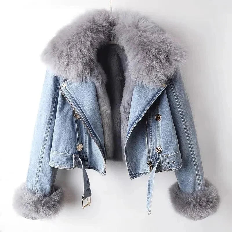 Liselotte Denimjacke mit Kunstpelz