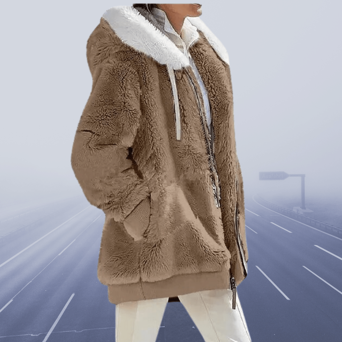 Bequeme Plüsch-Kapuzenjacke für Damen