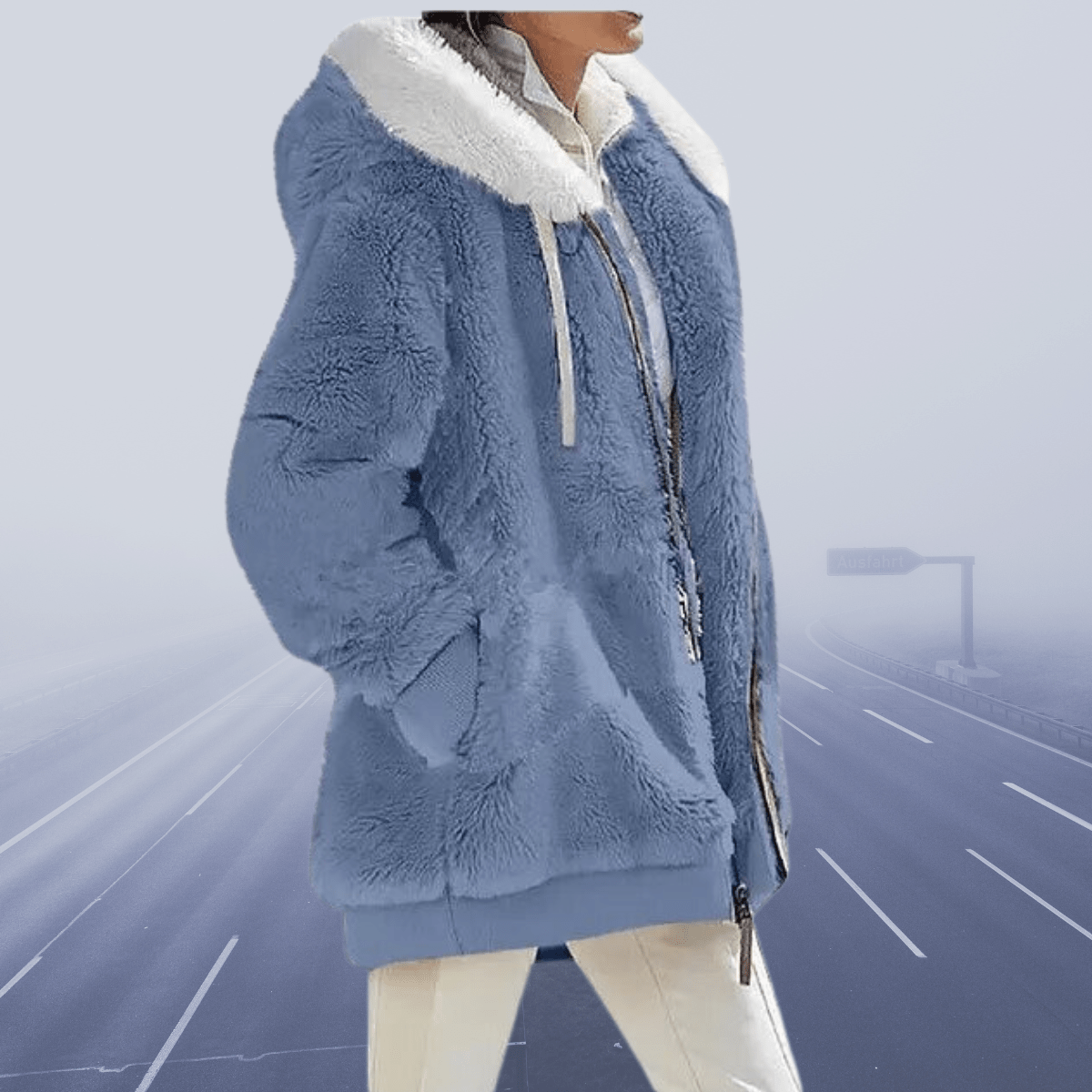 Bequeme Plüsch-Kapuzenjacke für Damen