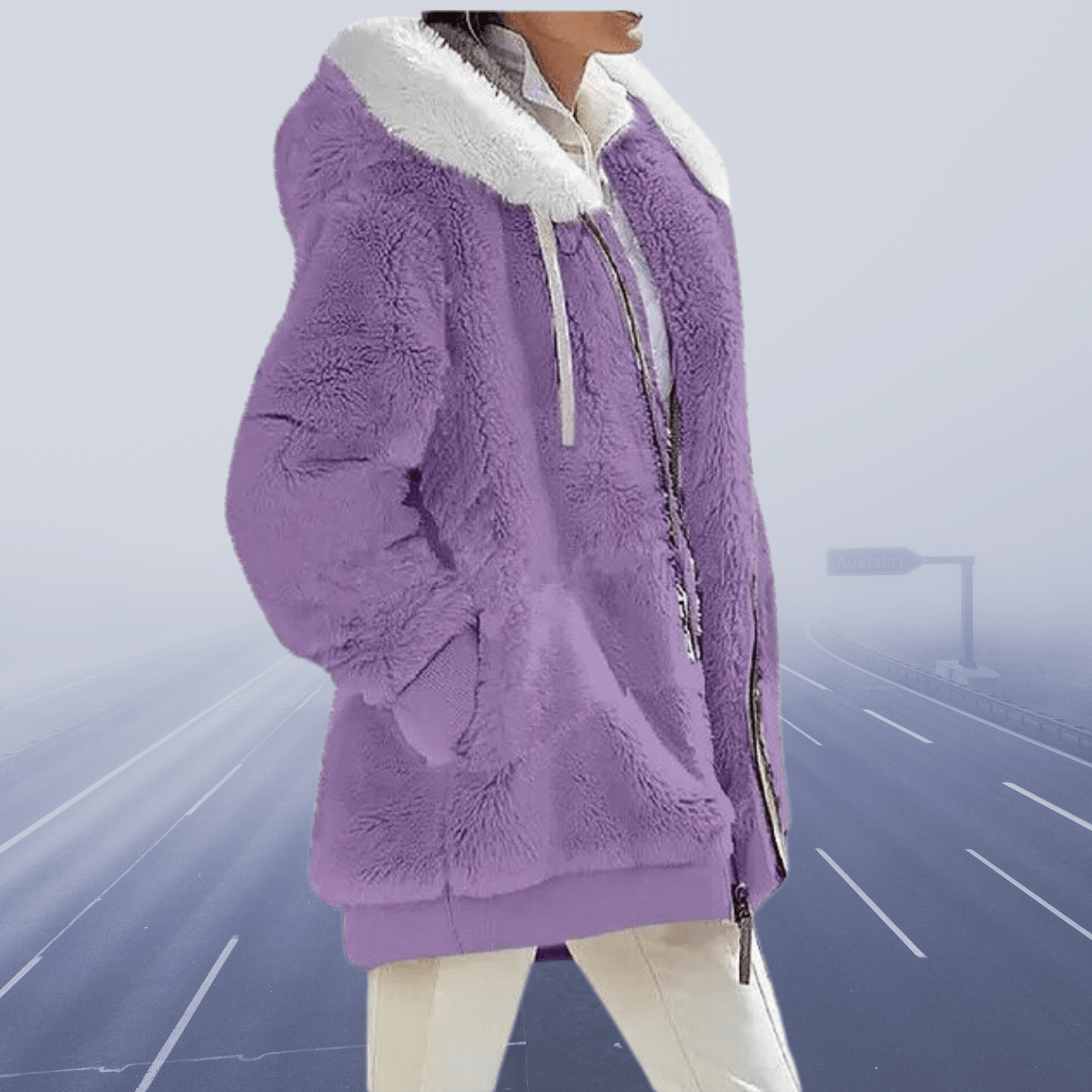 Bequeme Plüsch-Kapuzenjacke für Damen