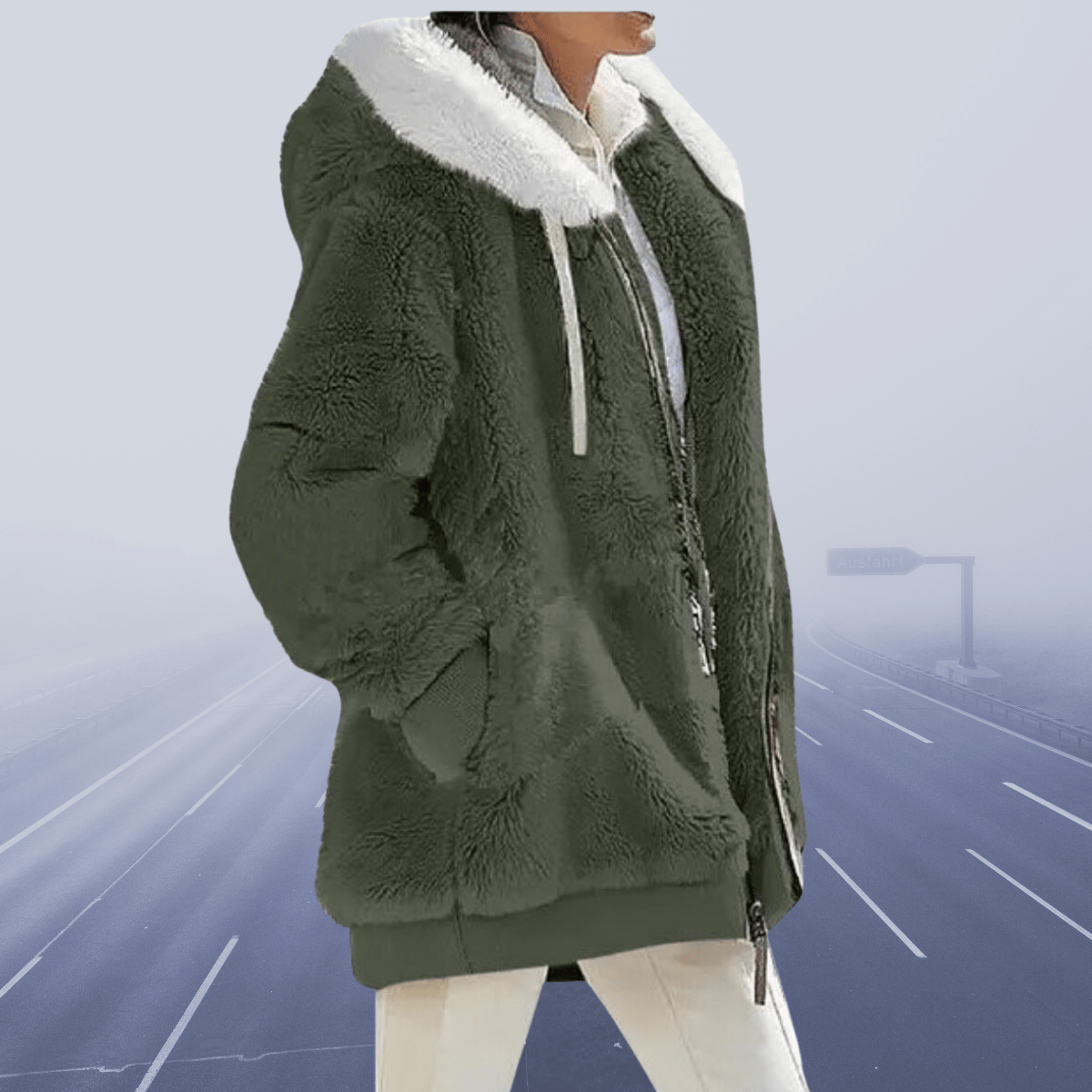 Bequeme Plüsch-Kapuzenjacke für Damen