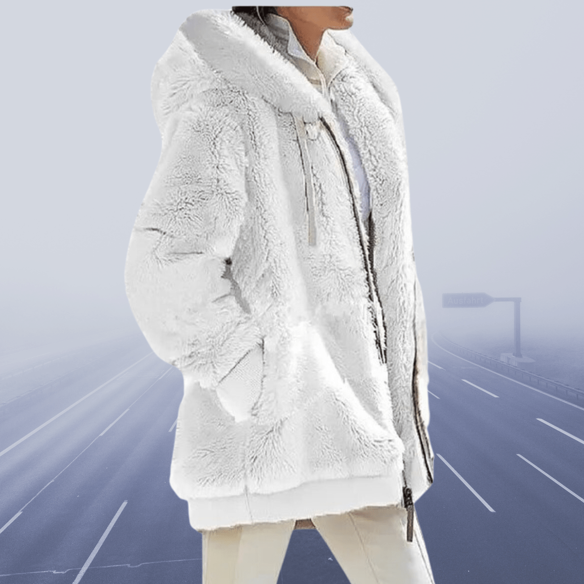 Bequeme Plüsch-Kapuzenjacke für Damen