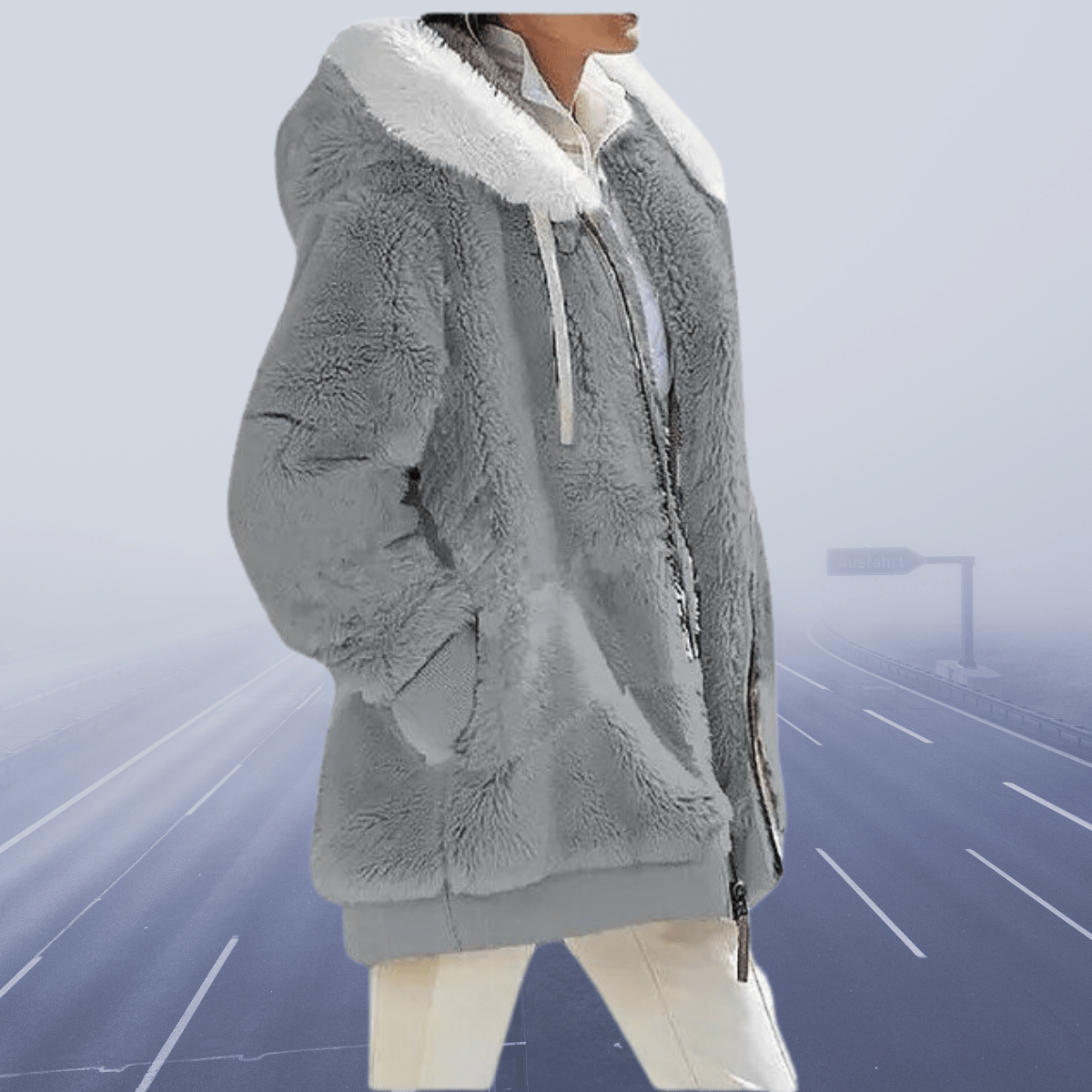 Bequeme Plüsch-Kapuzenjacke für Damen