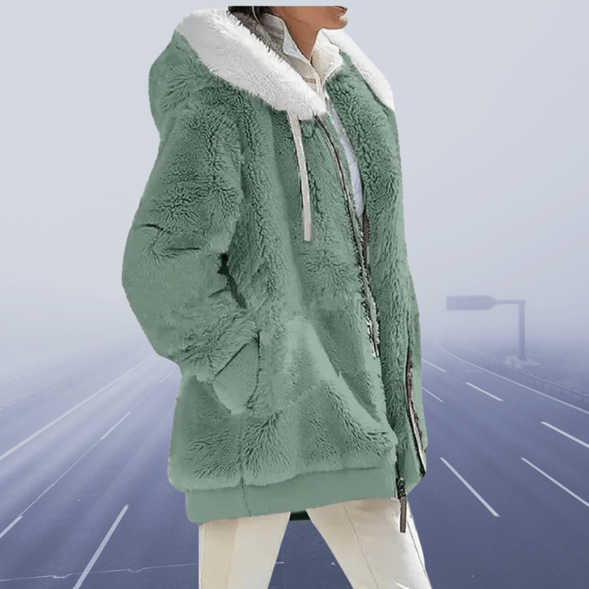 Bequeme Plüsch-Kapuzenjacke für Damen