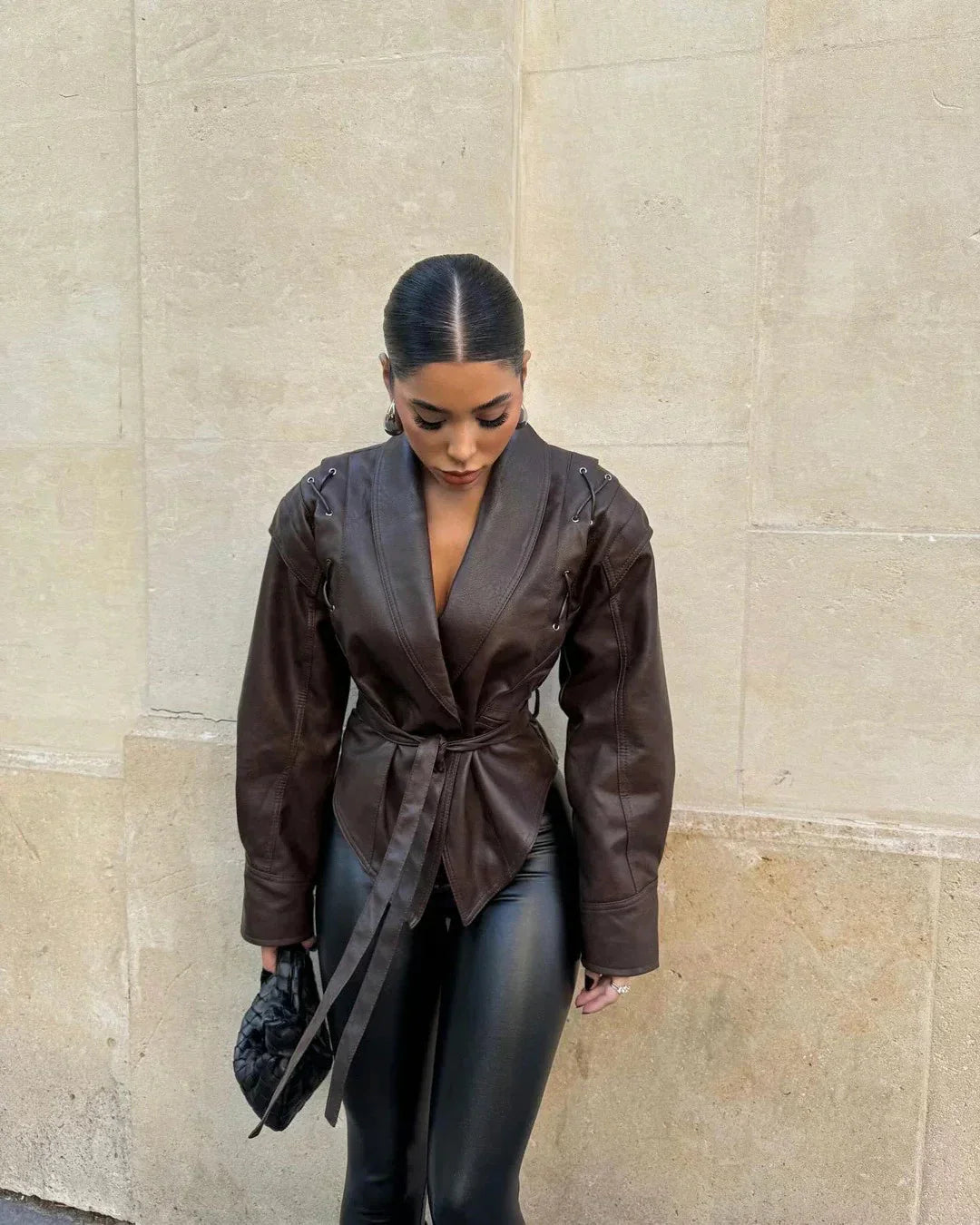 Madonna Lederjacke mit Gürtel