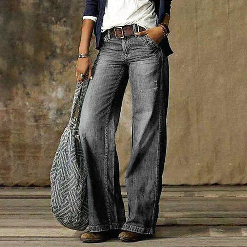 Weite Damen Jeans Blau 100% Baumwolle