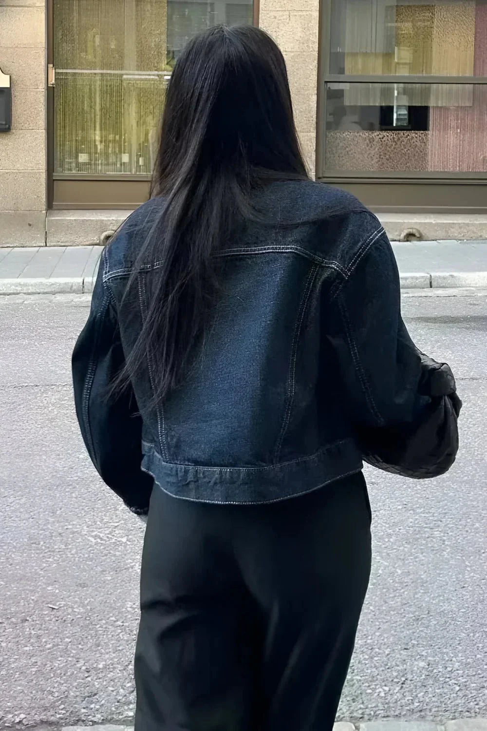 Gekürzte Denim-Jacke mit Lässigen Ärmeln