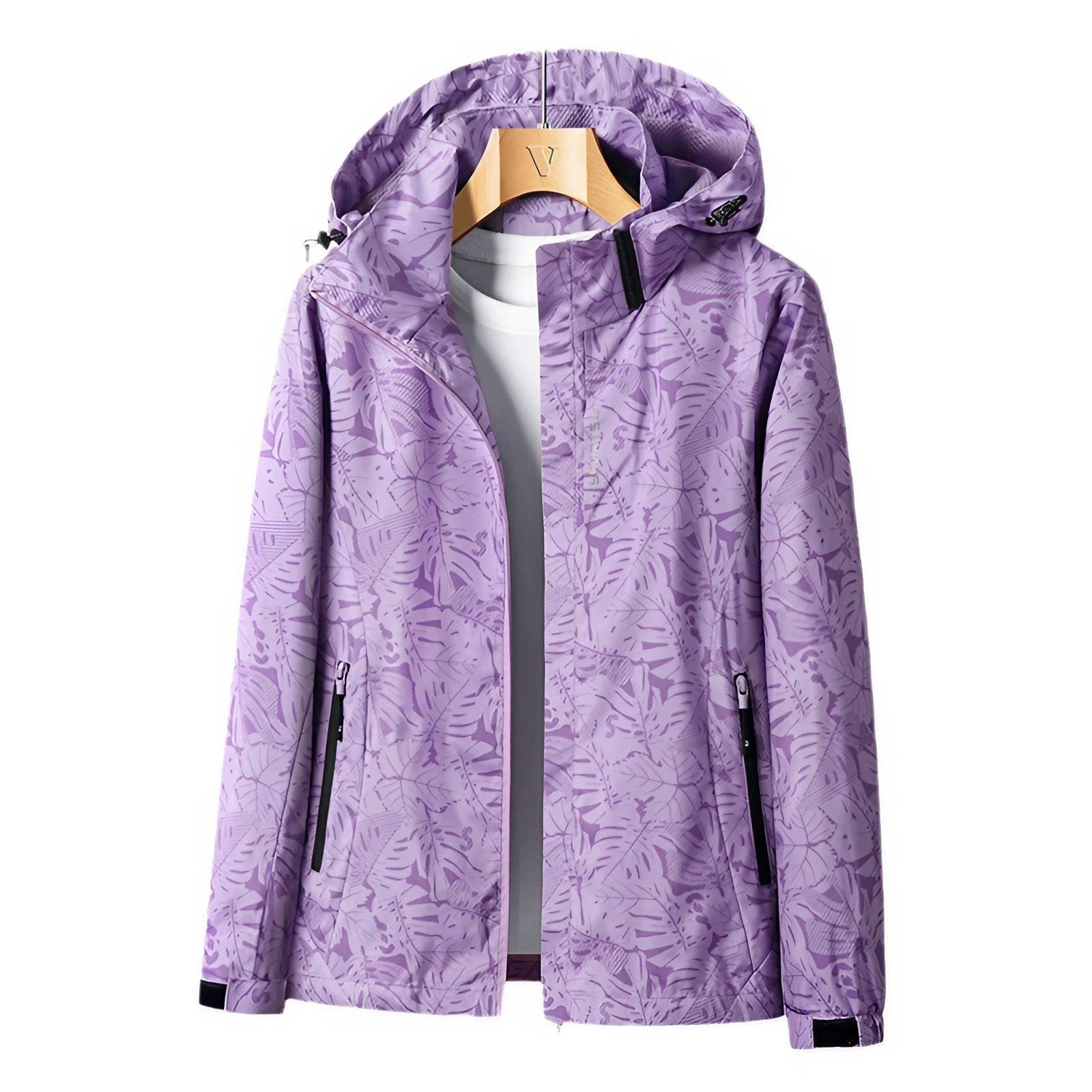 Bedruckte Outdoor-Jacke mit Kapuze für Damen