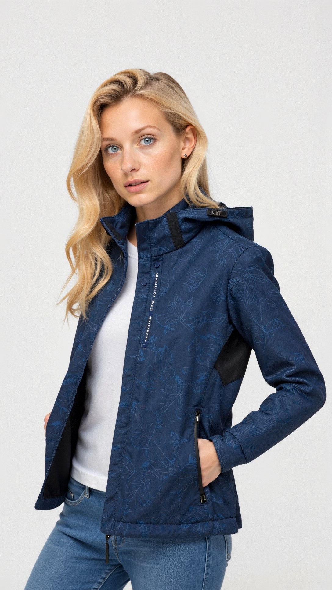 Bedruckte Outdoor-Jacke mit Kapuze für Damen