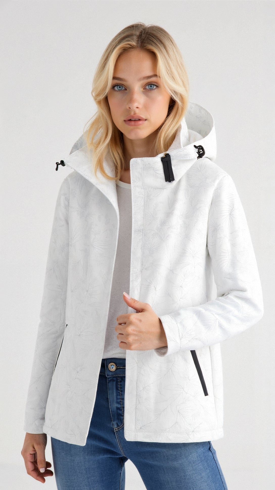 Bedruckte Outdoor-Jacke mit Kapuze für Damen