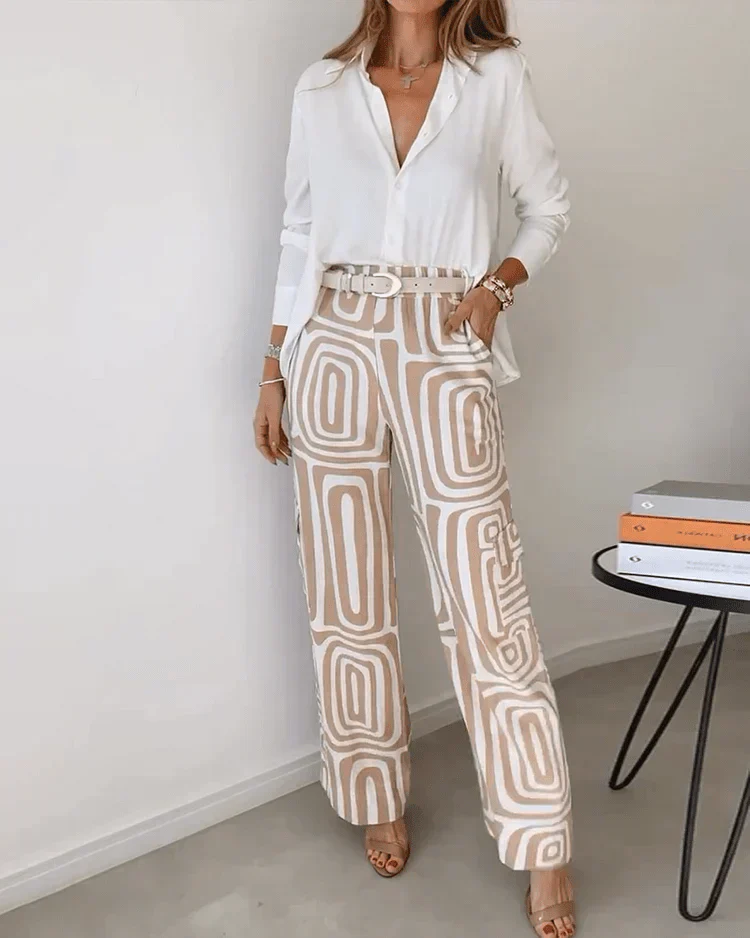 Yasmin Blouse and Printed Pants Set