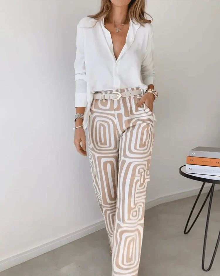 Yasmin Blouse and Printed Pants Set