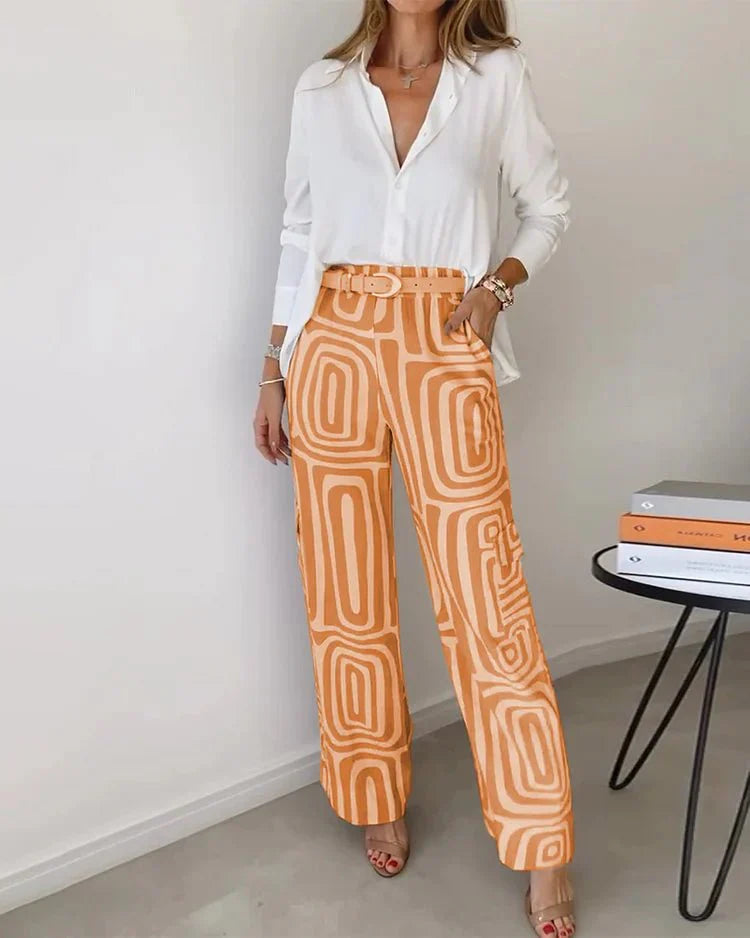 Yasmin Blouse and Printed Pants Set