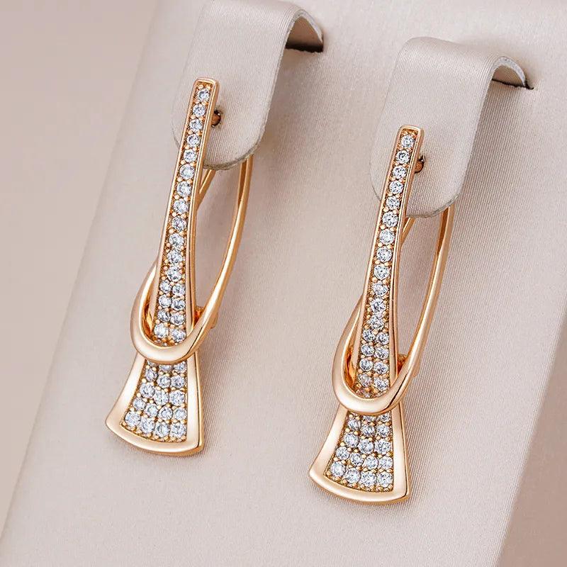 Elegante Roségold Zirkon Tropfen Ohrringe