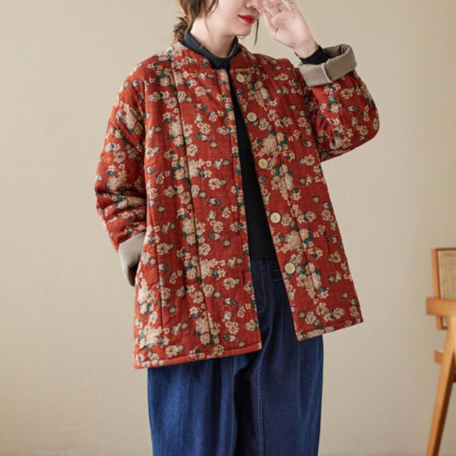 Linde - Damen Vintage Blumen Jacke