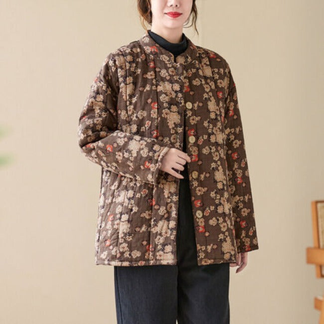 Linde - Damen Vintage Blumen Jacke