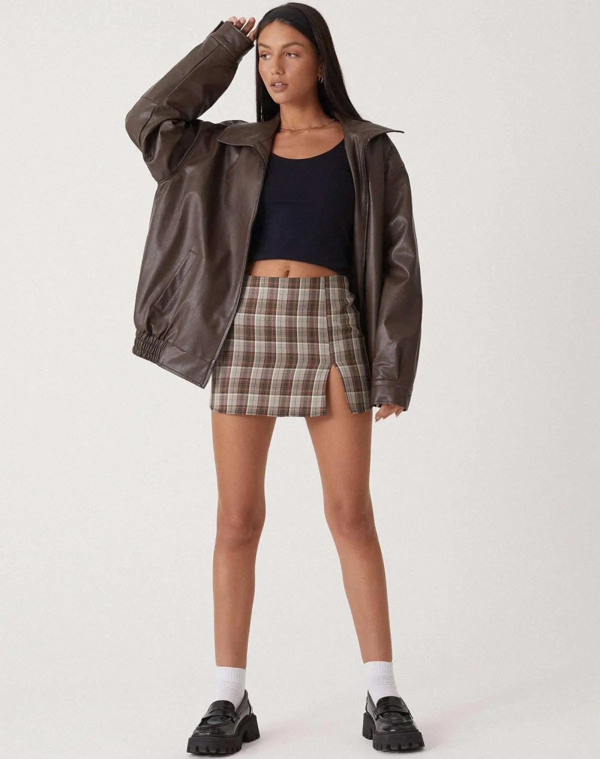 Übergroße Vintage Lederjacke